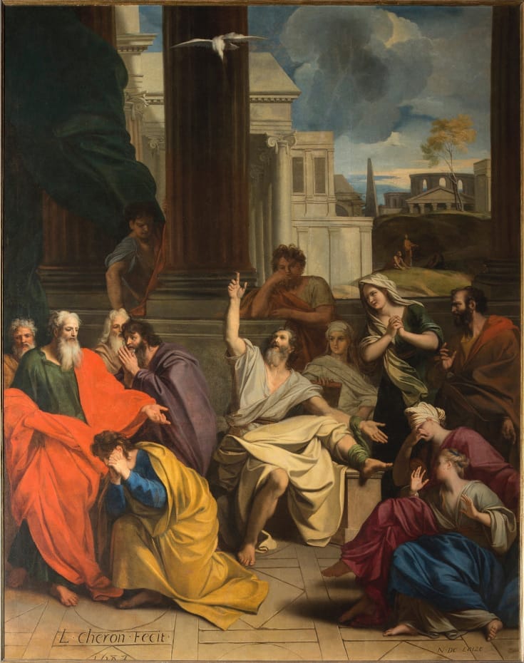 Peinture de la prédication d'Agabus à saint Paul par Louis Chéron