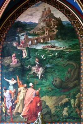Peinture de la Fresque de saint Georges terrassant le dragon par Louis Steinheil